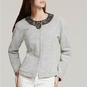Lafayette 148 New York Gray Martina Bouclé‎ Jacket Jewel Neckline (A2-25)